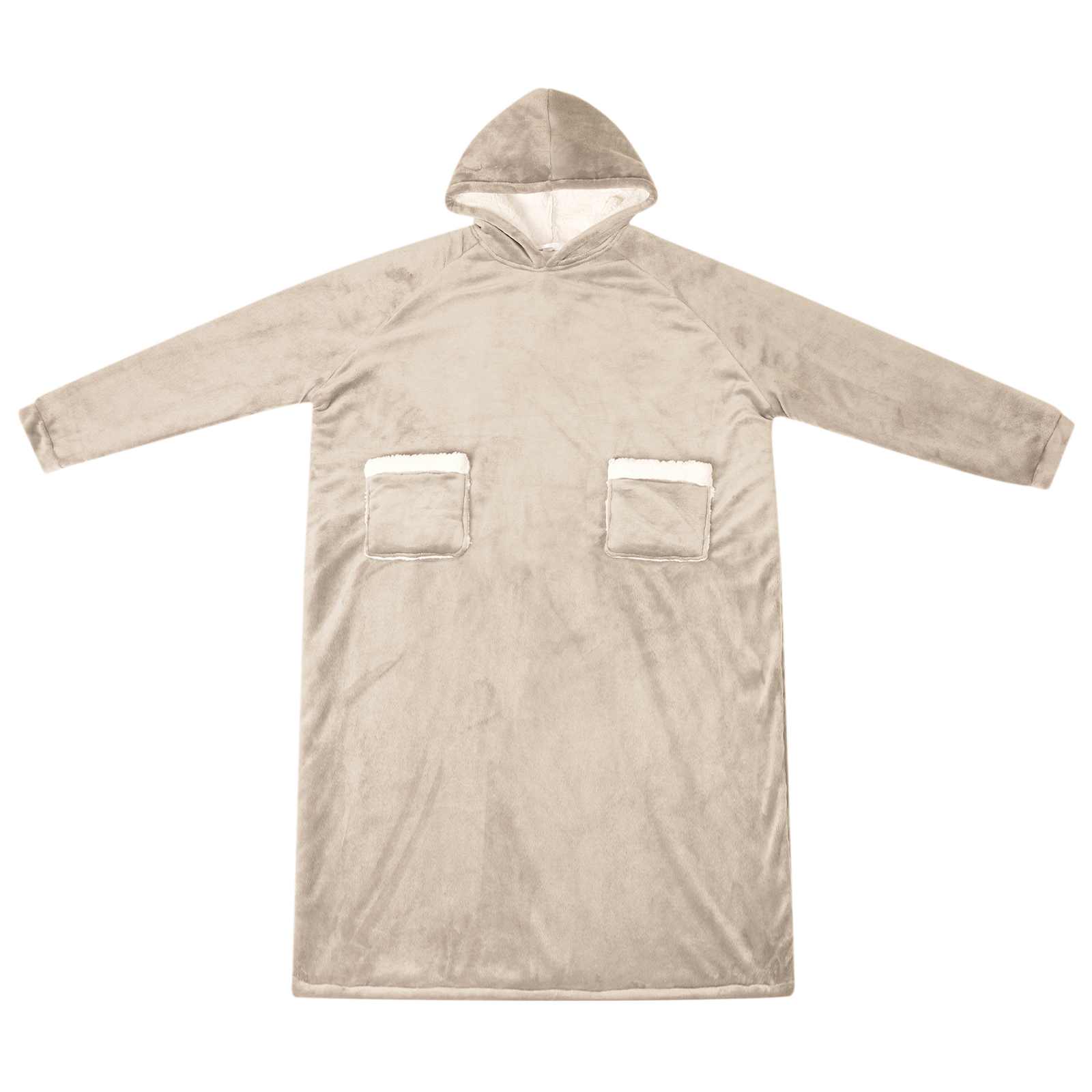 Vidaxl deken hoodie beige m fleece en flanel