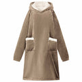Vidaxl deken hoodie kameel m fleece en flanel