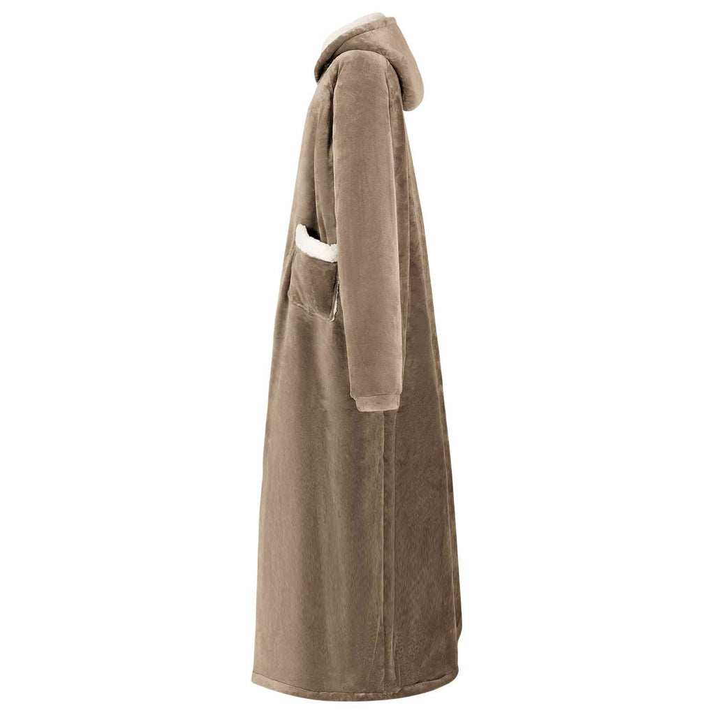 Vidaxl deken hoodie kameel m fleece en flanel