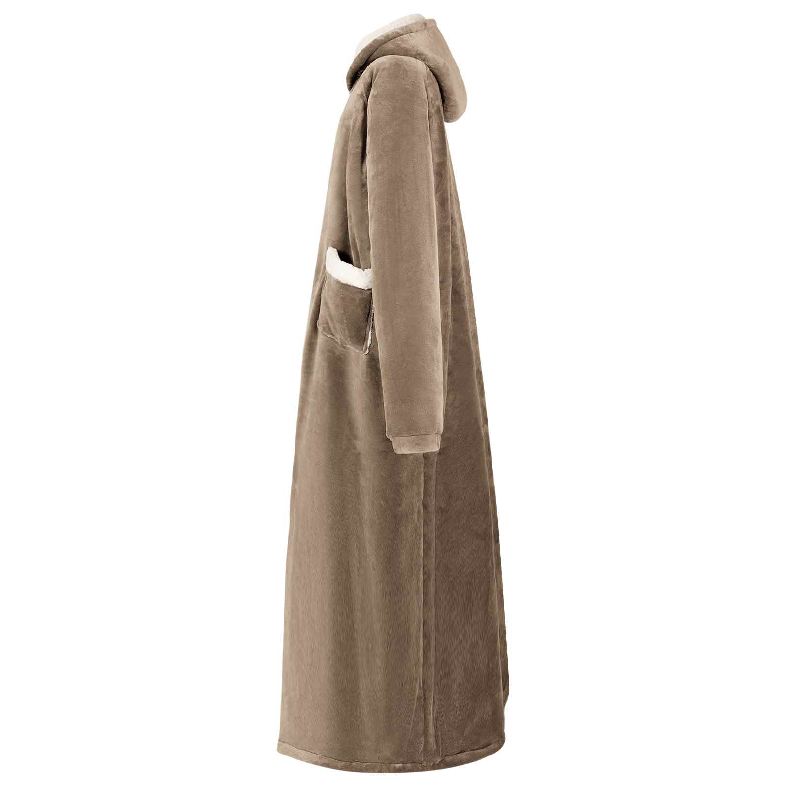 Vidaxl deken hoodie kameel m fleece en flanel