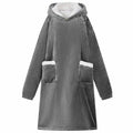 Vidaxl deken hoodie donkergrijs l fleece en flanel