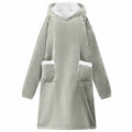 Vidaxl deken hoodie grijs m fleece en flanel