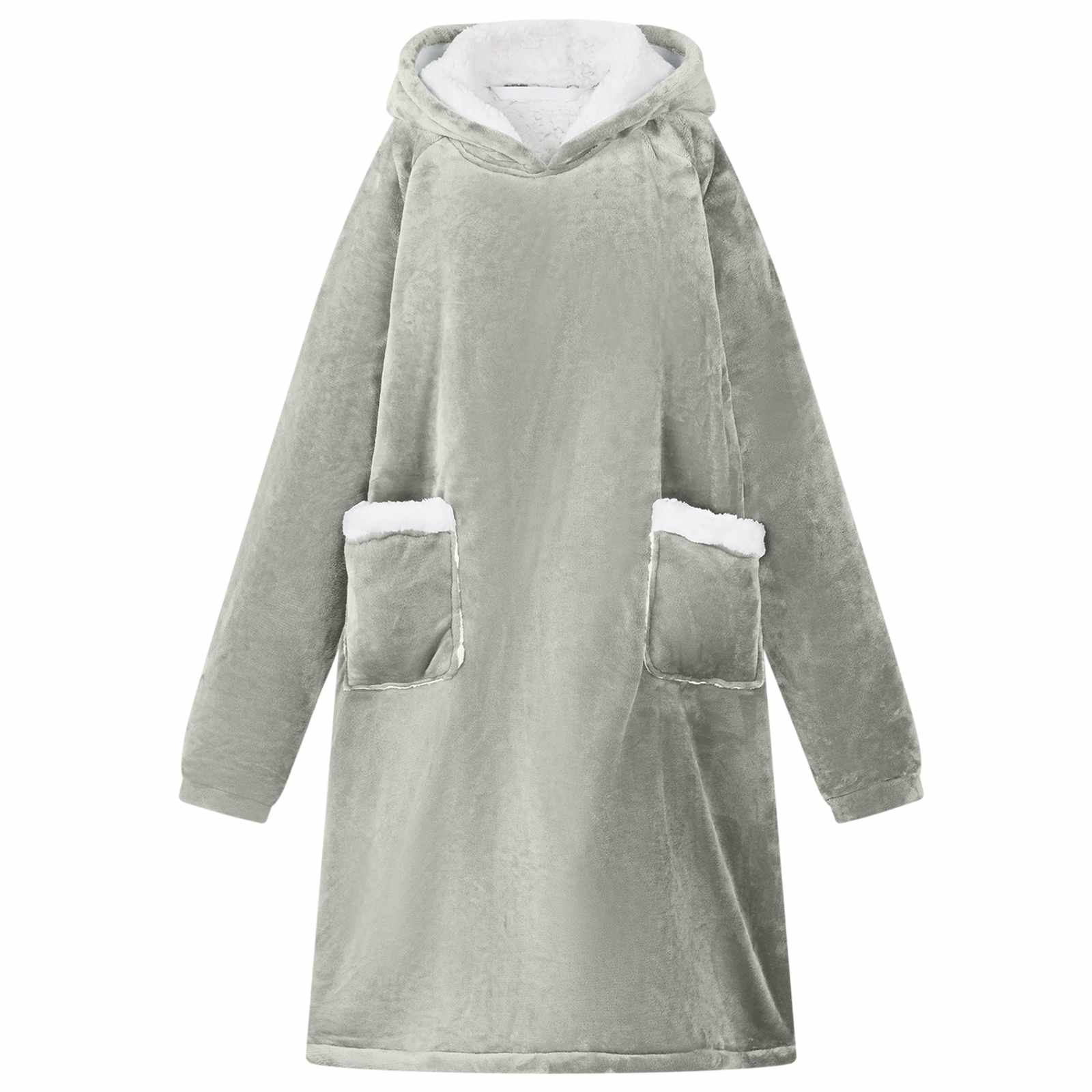 Vidaxl deken hoodie grijs l fleece en flanel
