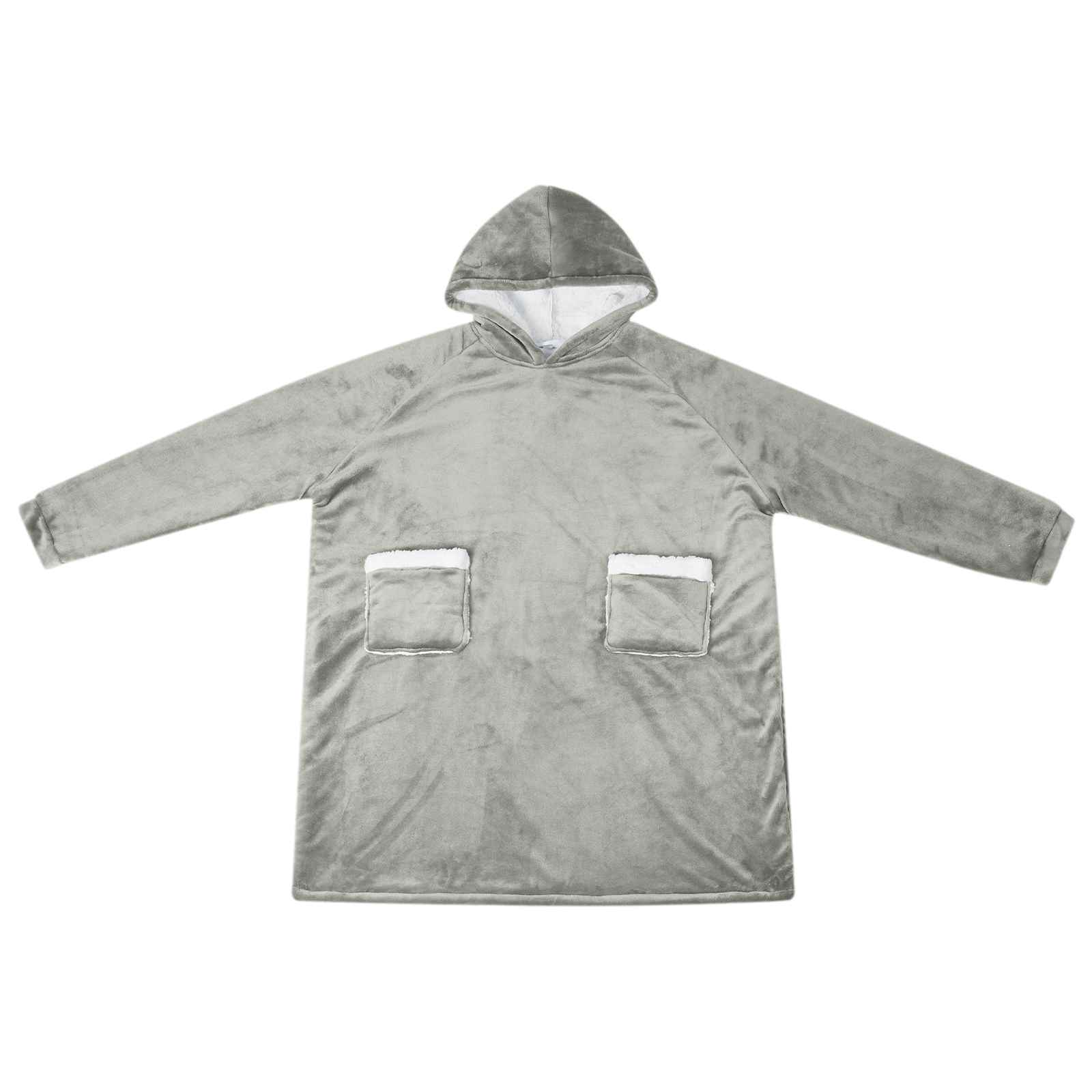 Vidaxl deken hoodie grijs l fleece en flanel