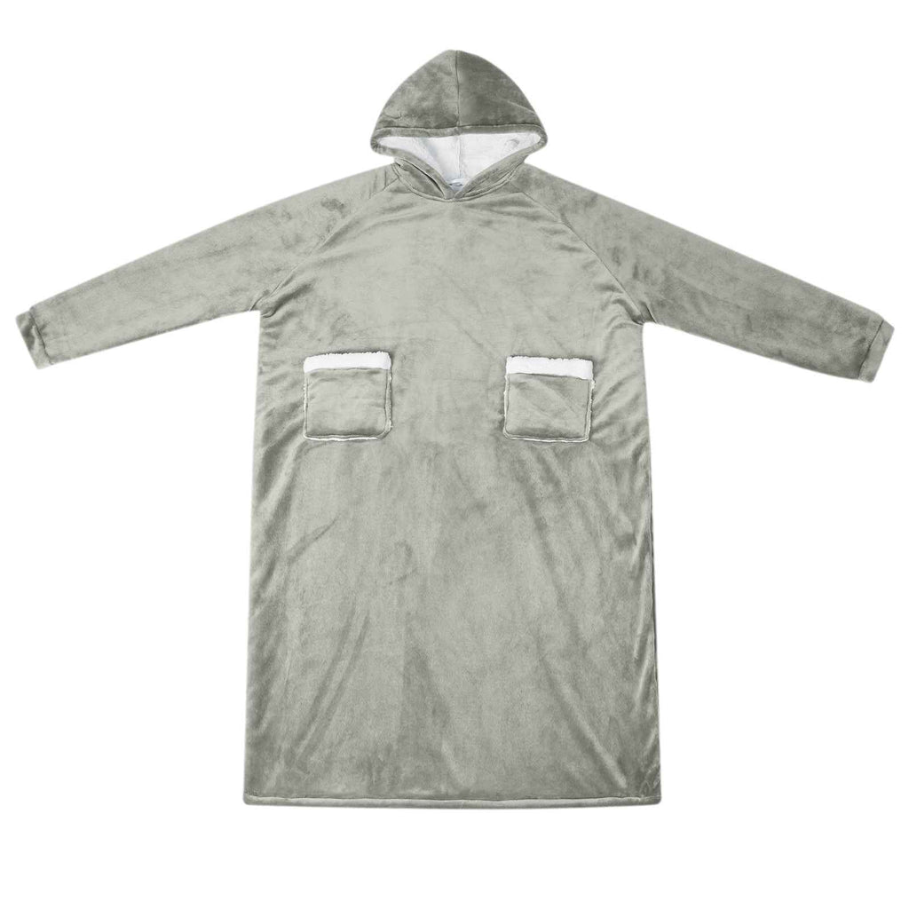 Vidaxl deken hoodie grijs m fleece en flanel