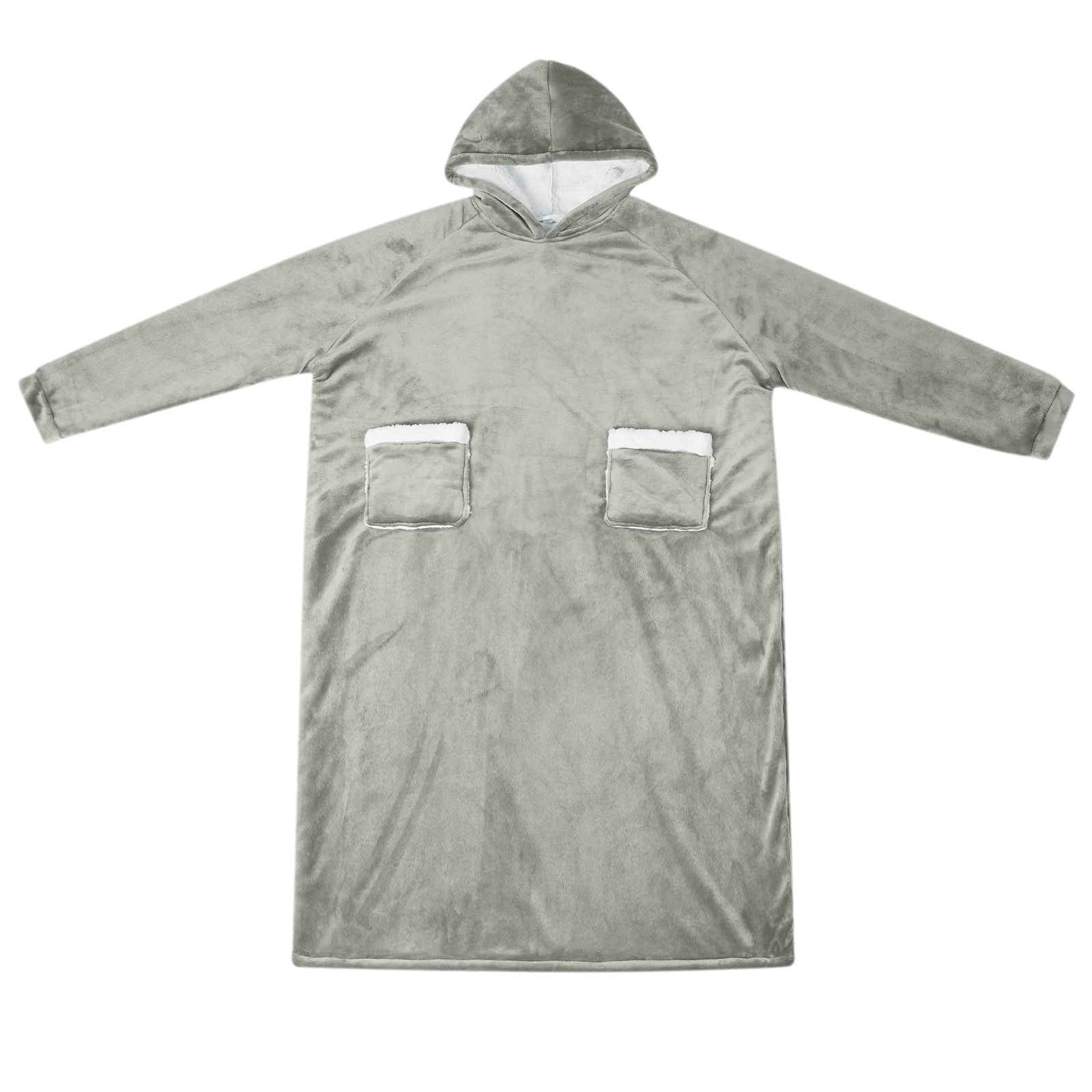 Vidaxl deken hoodie grijs l fleece en flanel