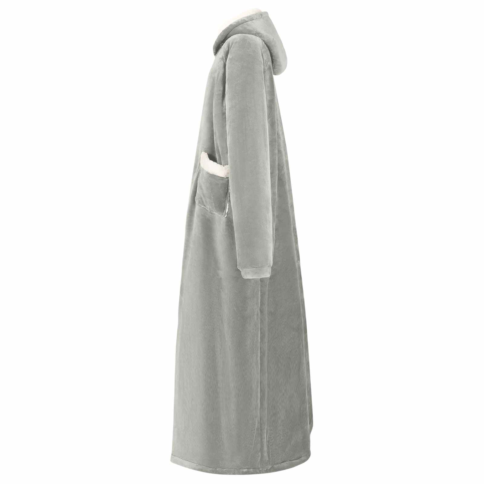 Vidaxl deken hoodie grijs l fleece en flanel