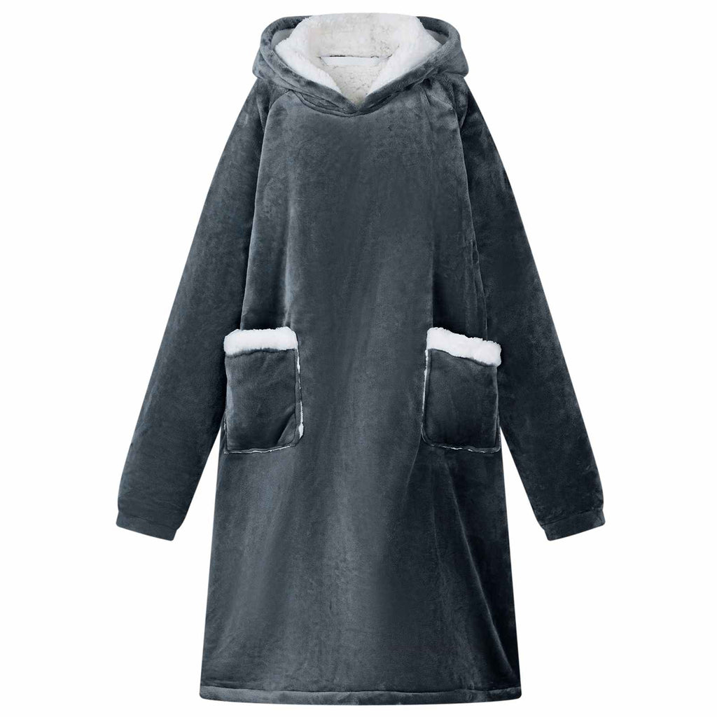 Vidaxl deken hoodie marineblauw m fleece en flanel