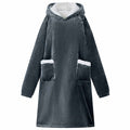 Vidaxl deken hoodie marineblauw l fleece en flanel