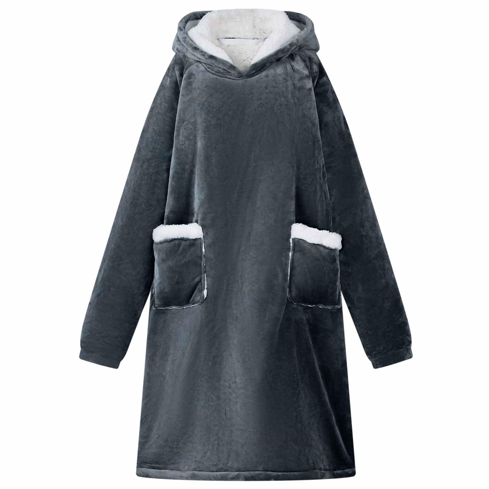 Vidaxl deken hoodie marineblauw l fleece en flanel