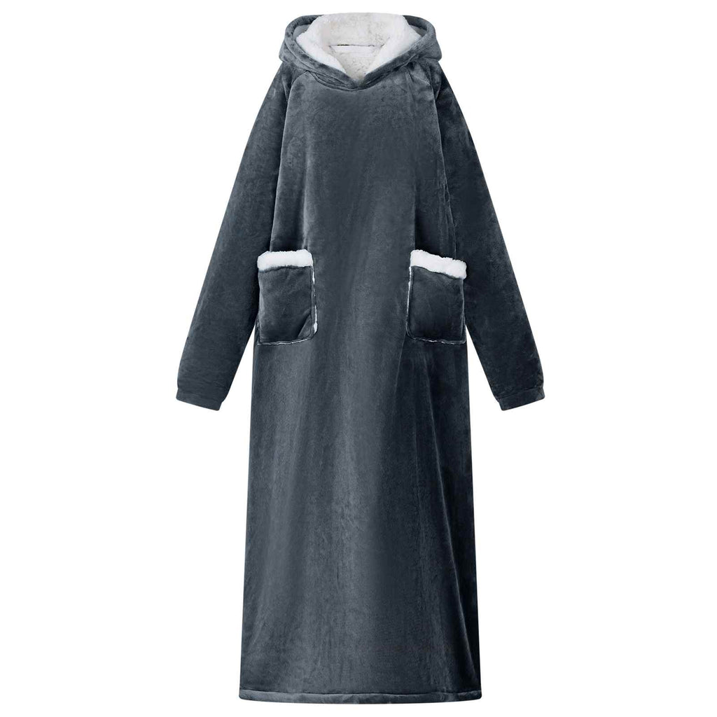 Vidaxl deken hoodie marineblauw l fleece en flanel