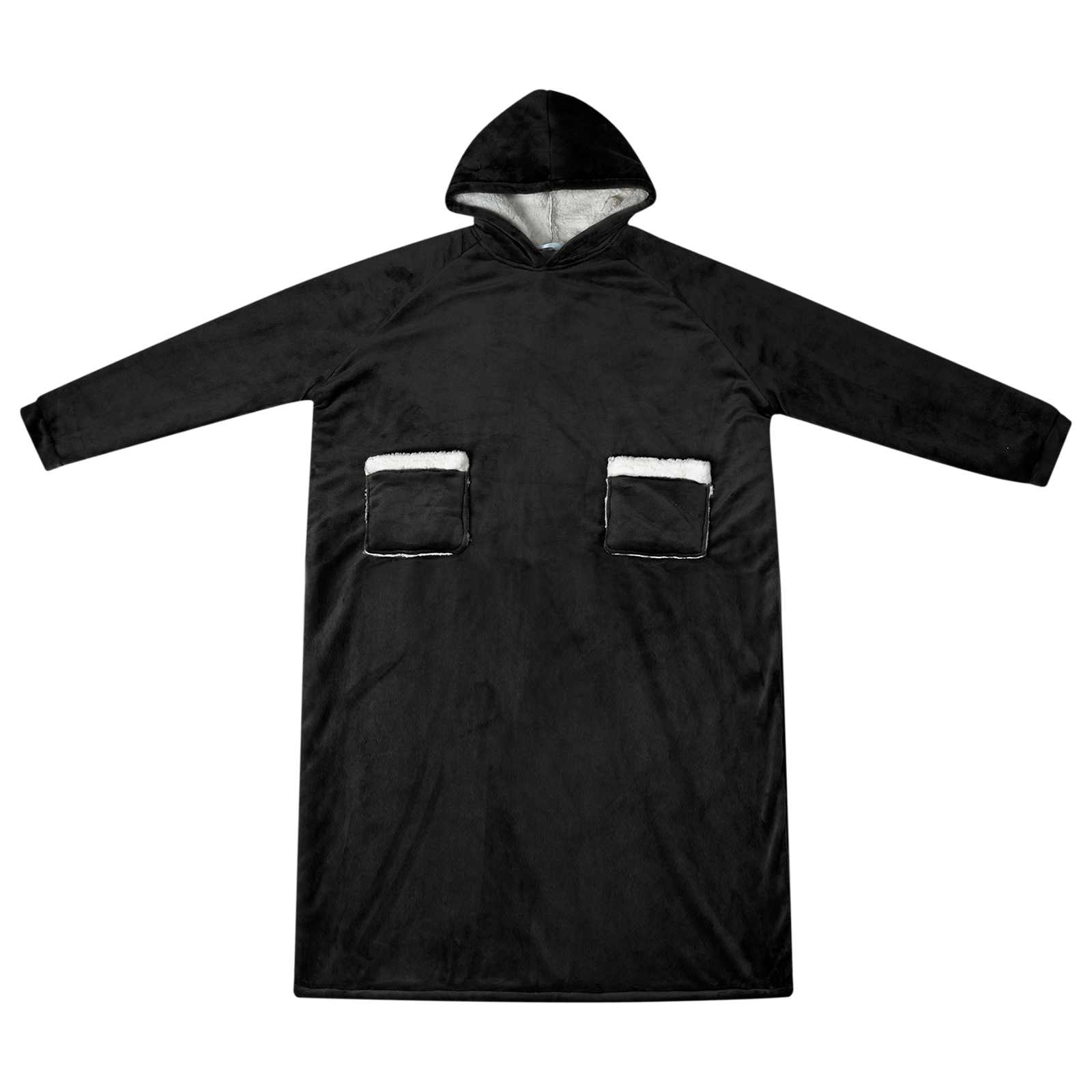 Vidaxl deken hoodie zwart m fleece en flanel