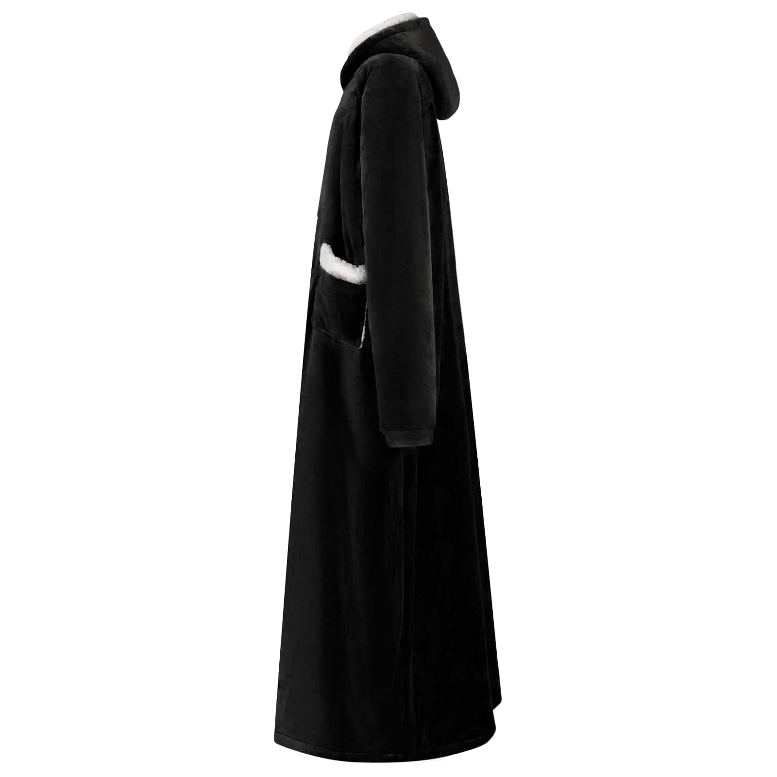 Vidaxl deken hoodie zwart m fleece en flanel
