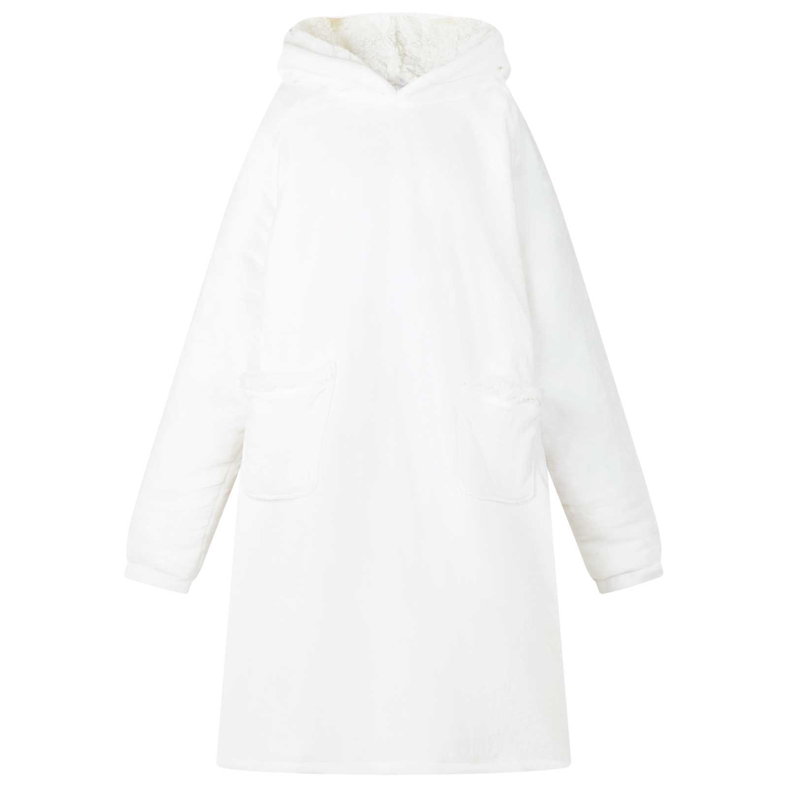 Vidaxl deken hoodie wit m fleece en flanel