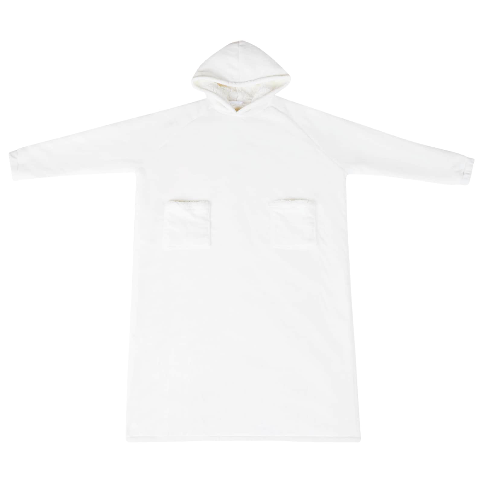 Vidaxl deken hoodie wit l fleece en flanel