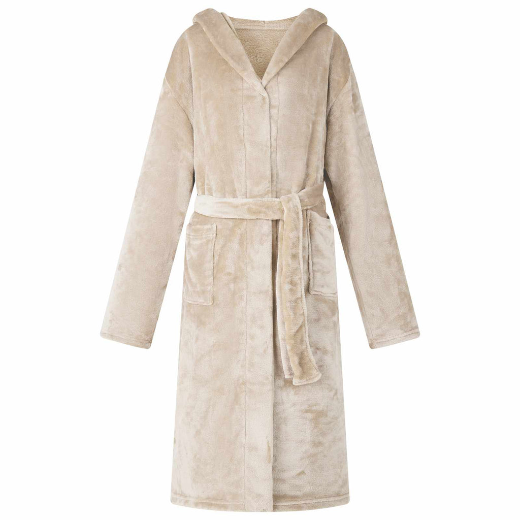 Vidaxl badjas hoodie beige l flanel