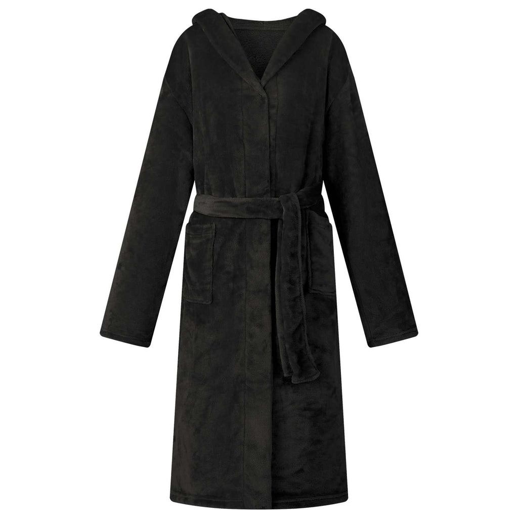 Vidaxl badjas hoodie zwart s flanel