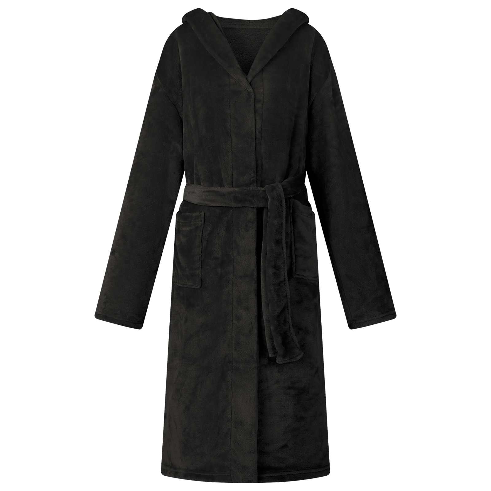 Vidaxl badjas hoodie zwart s flanel
