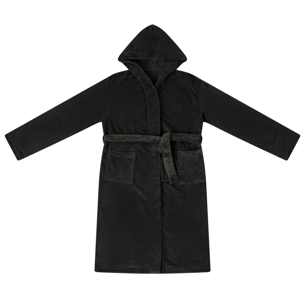 Vidaxl badjas hoodie zwart s flanel