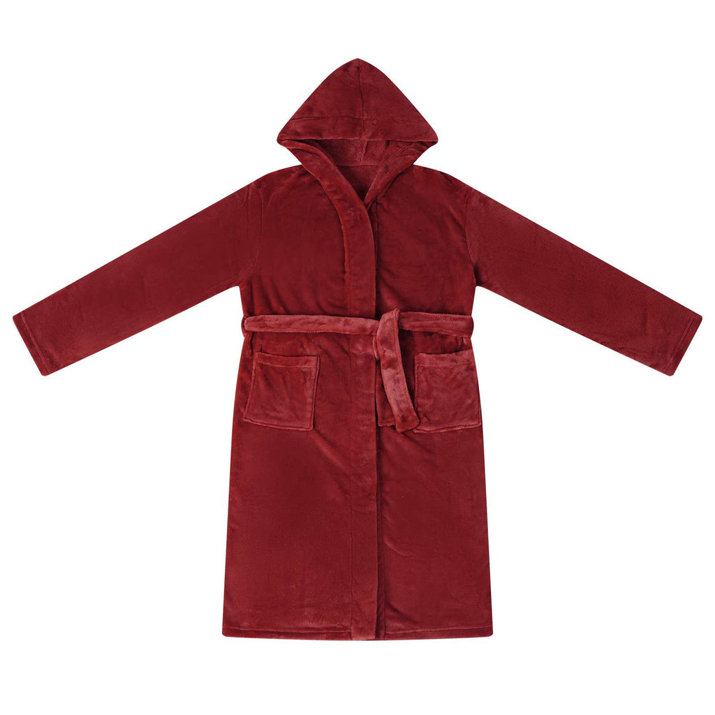Vidaxl badjas hoodie bordeaux rood l flanel