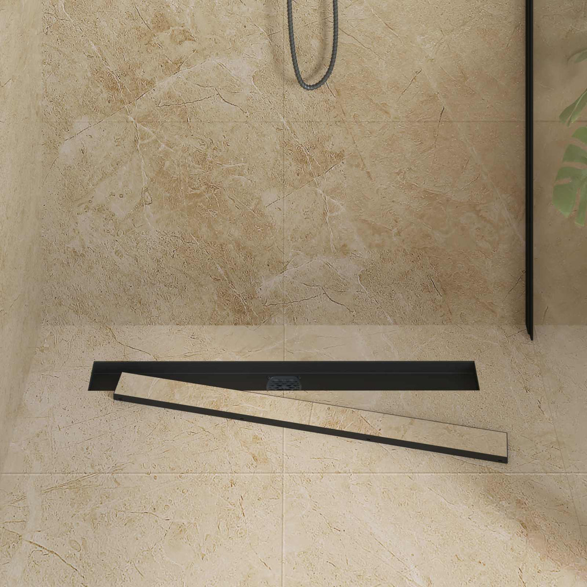 Vidaxl doucheafvoer 2-in-1 met 360° sifon zwart 80 cm