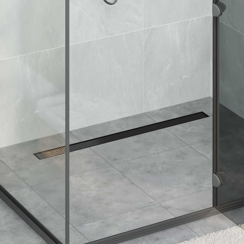 Vidaxl 2 in 1 doucheafvoer zwart 100 cm roestvrij staal 304