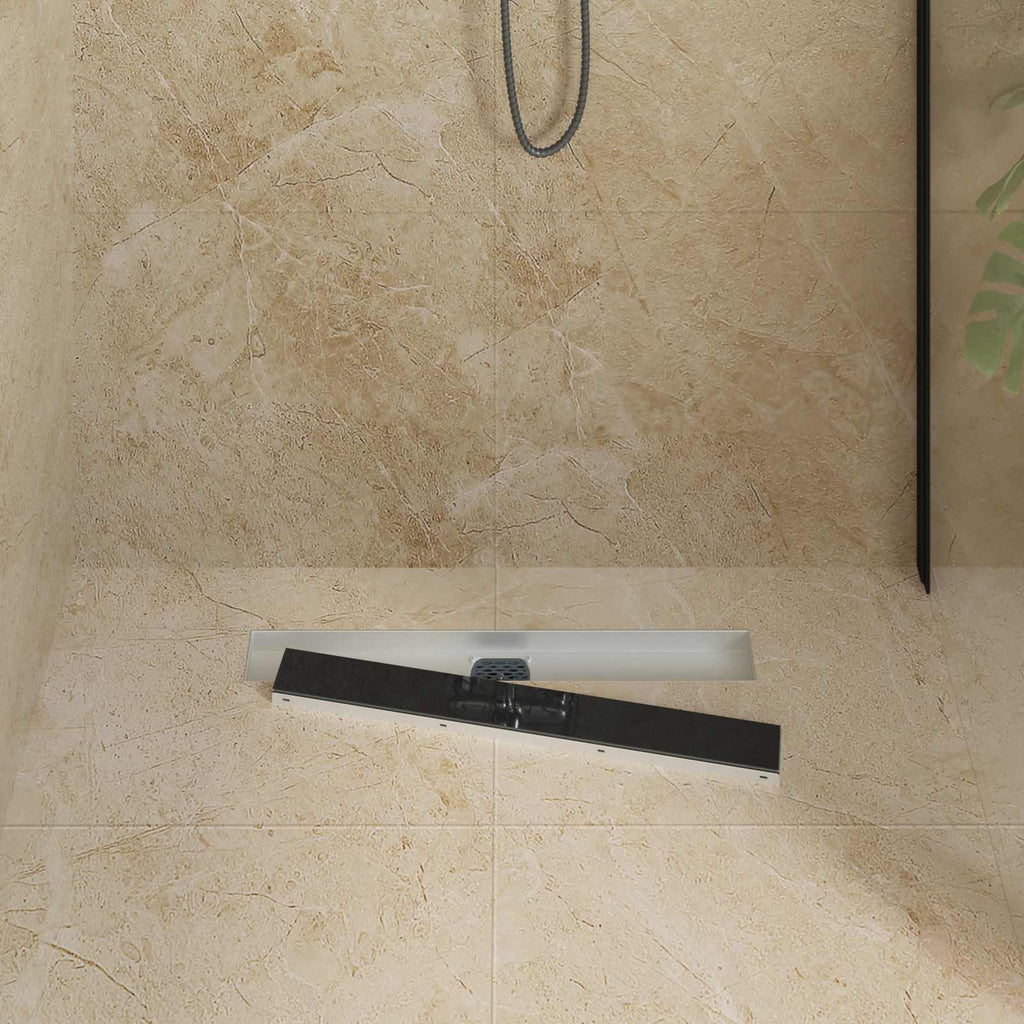 Vidaxl doucheafvoer glasdeksel met 360° sifon zwart 60 cm