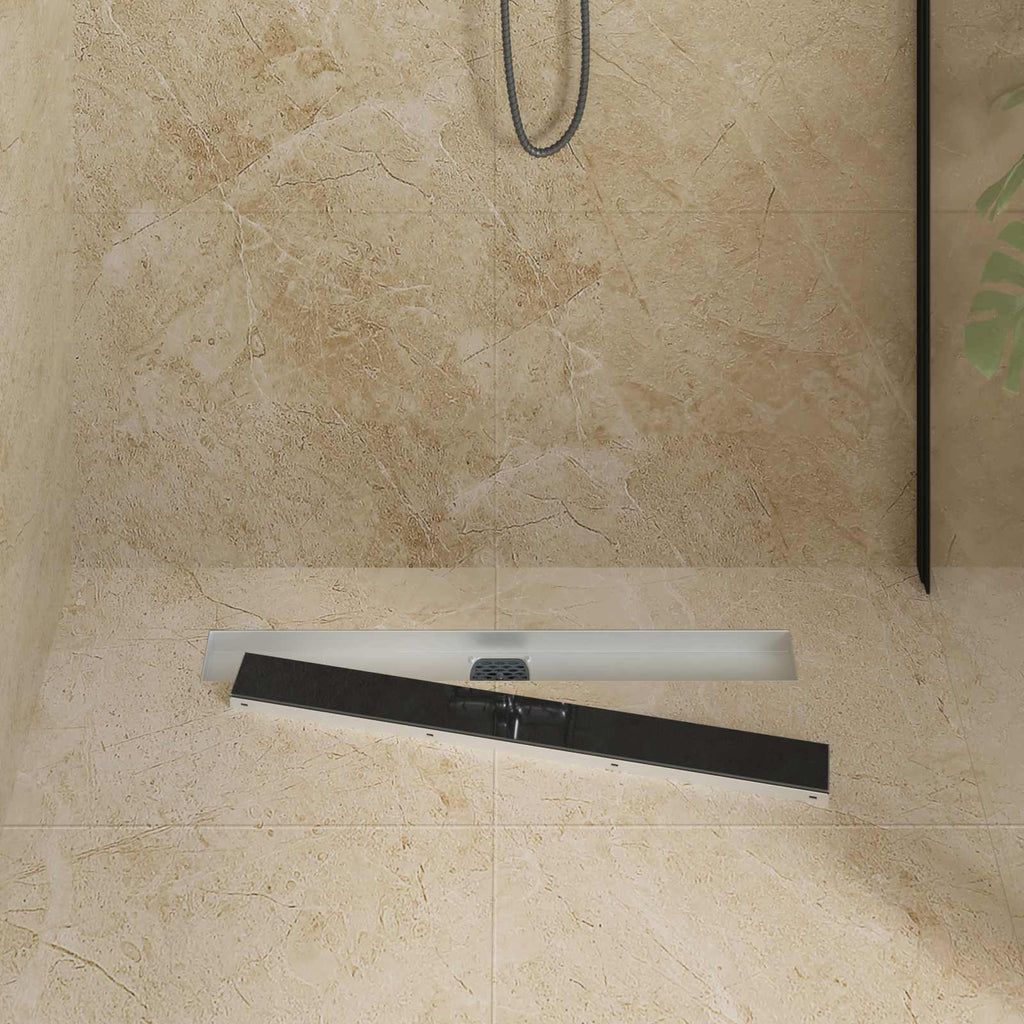 Vidaxl doucheafvoer glasdeksel met 360° sifon zwart 70 cm