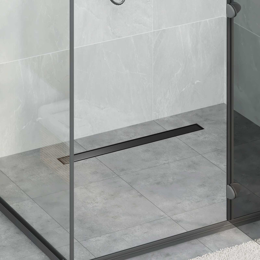 Vidaxl 2 in 1 doucheafvoer zwart 70 cm roestvrij staal 304