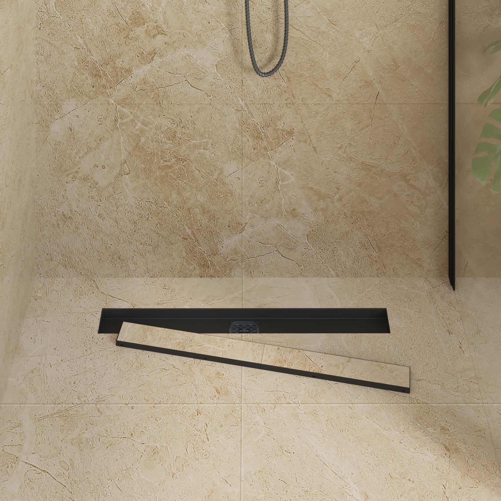 Vidaxl doucheafvoer 2-in-1 met 360° sifon zwart 70 cm