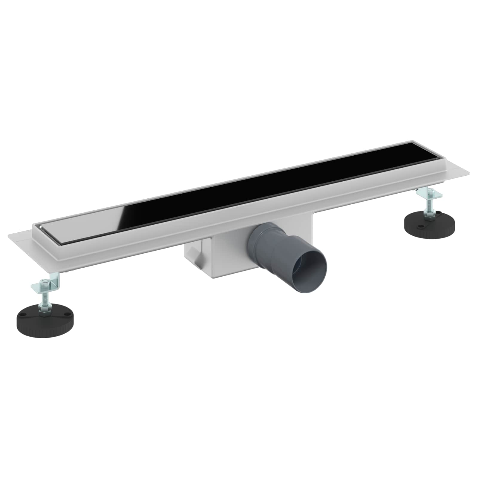 Vidaxl doucheafvoer met glazen deksel zwart 60 cm roestvrij staal 304