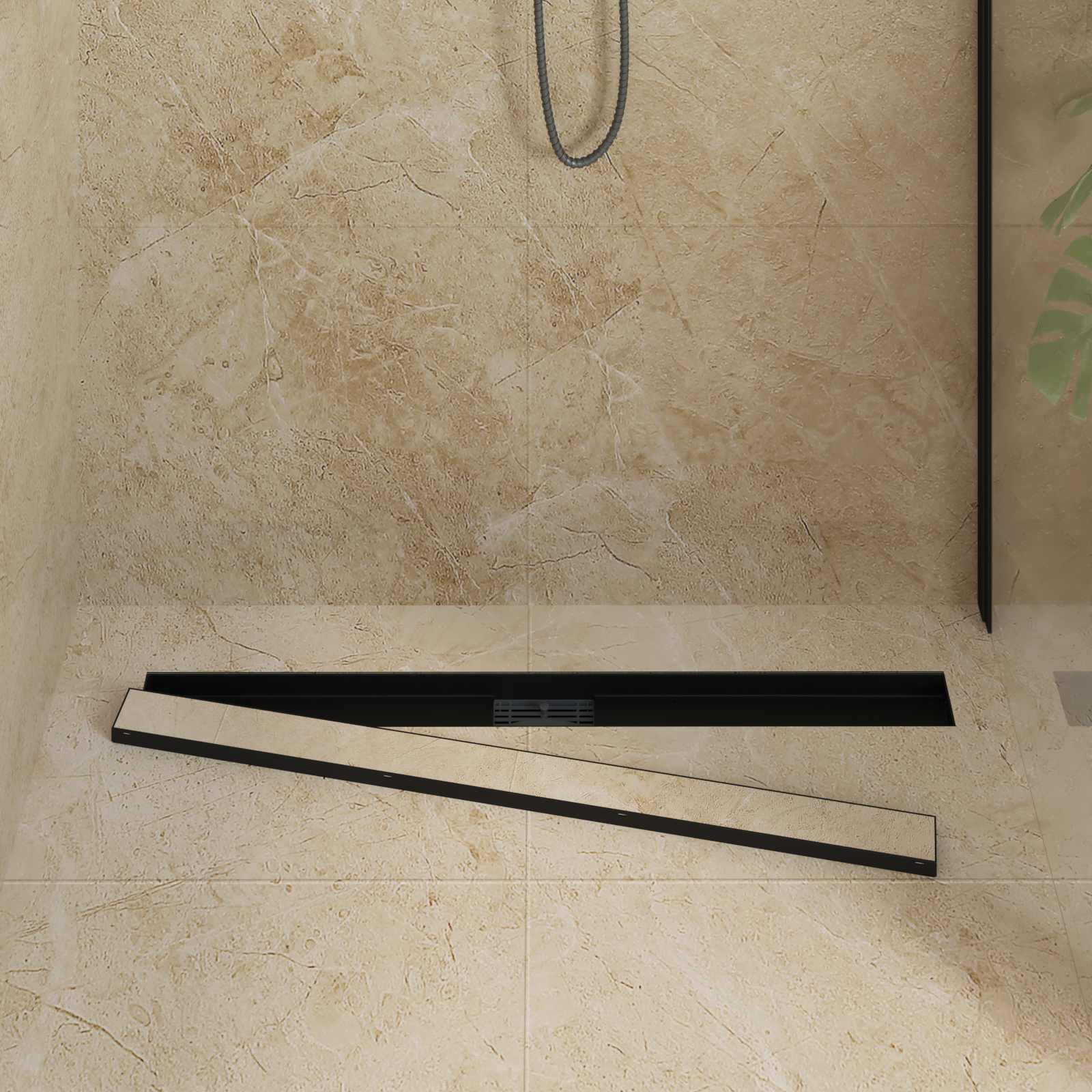 Vidaxl 2 in 1 doucheafvoer zwart 90 cm roestvrij staal 304