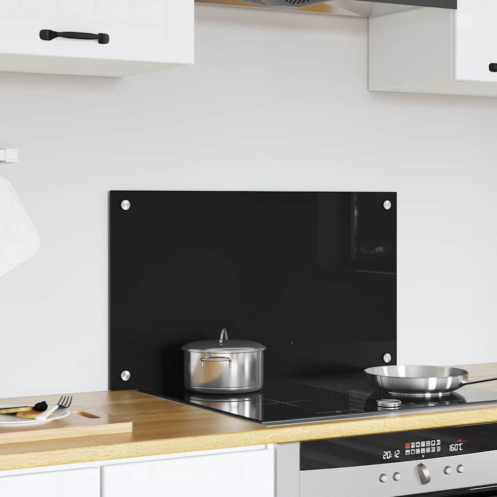 Vidaxl keukenachterwand zwart 70 x 40 cm gehard glas