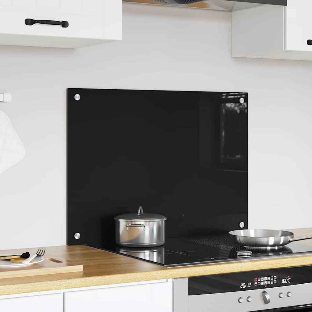 Vidaxl keukenachterwand zwart 70 x 50 cm gehard glas