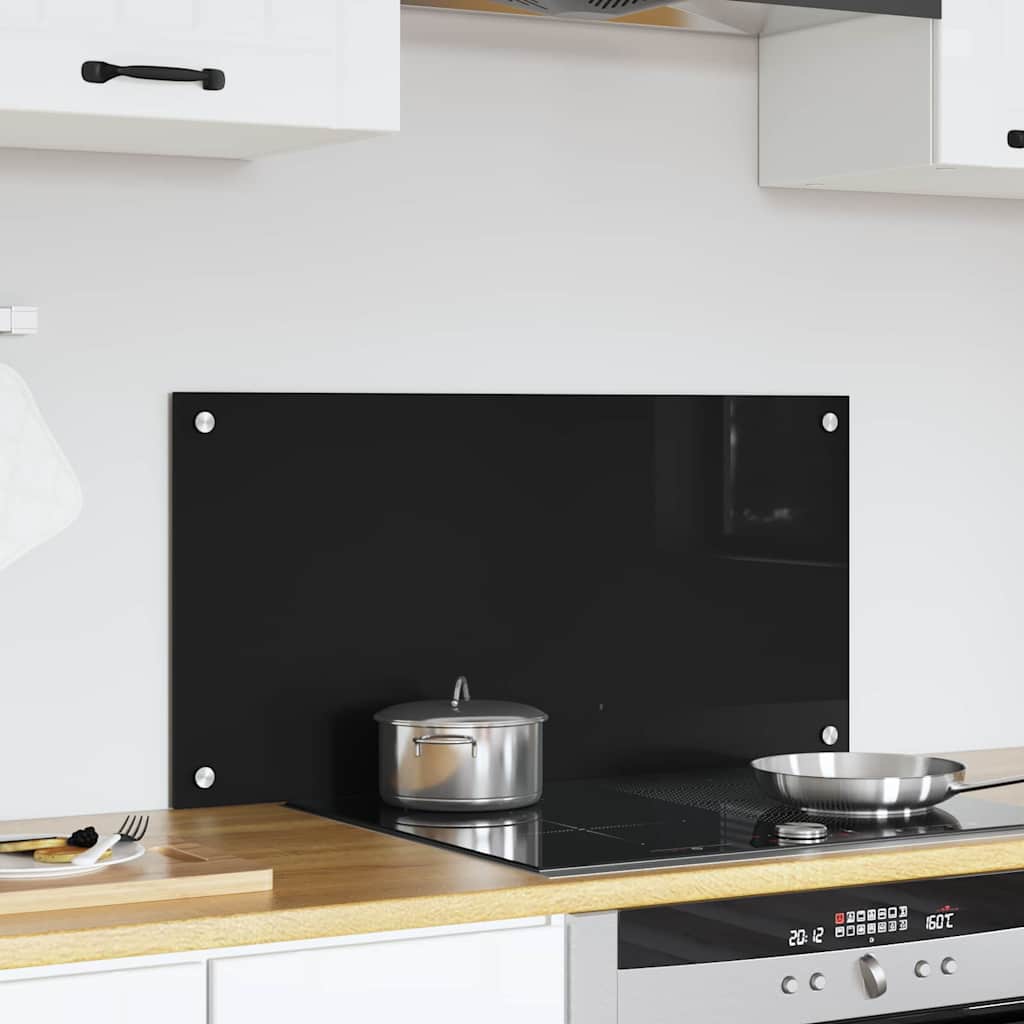 Vidaxl keukenachterwand zwart 80 x 40 cm gehard glas