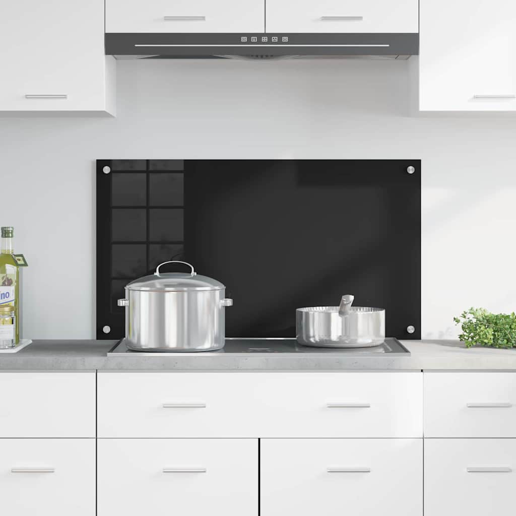 Vidaxl keukenachterwand zwart 90 x 50 cm gehard glas
