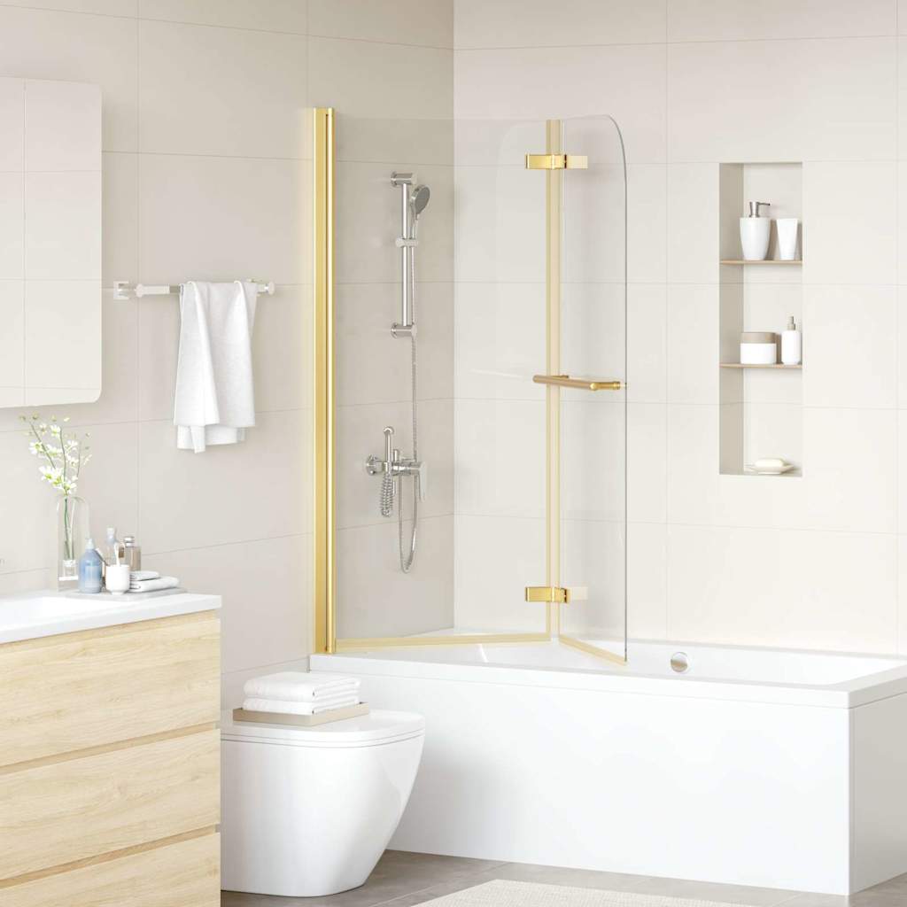Vidaxl douche omhulsel goud 120 x 140 cm esg-glas en aluminium