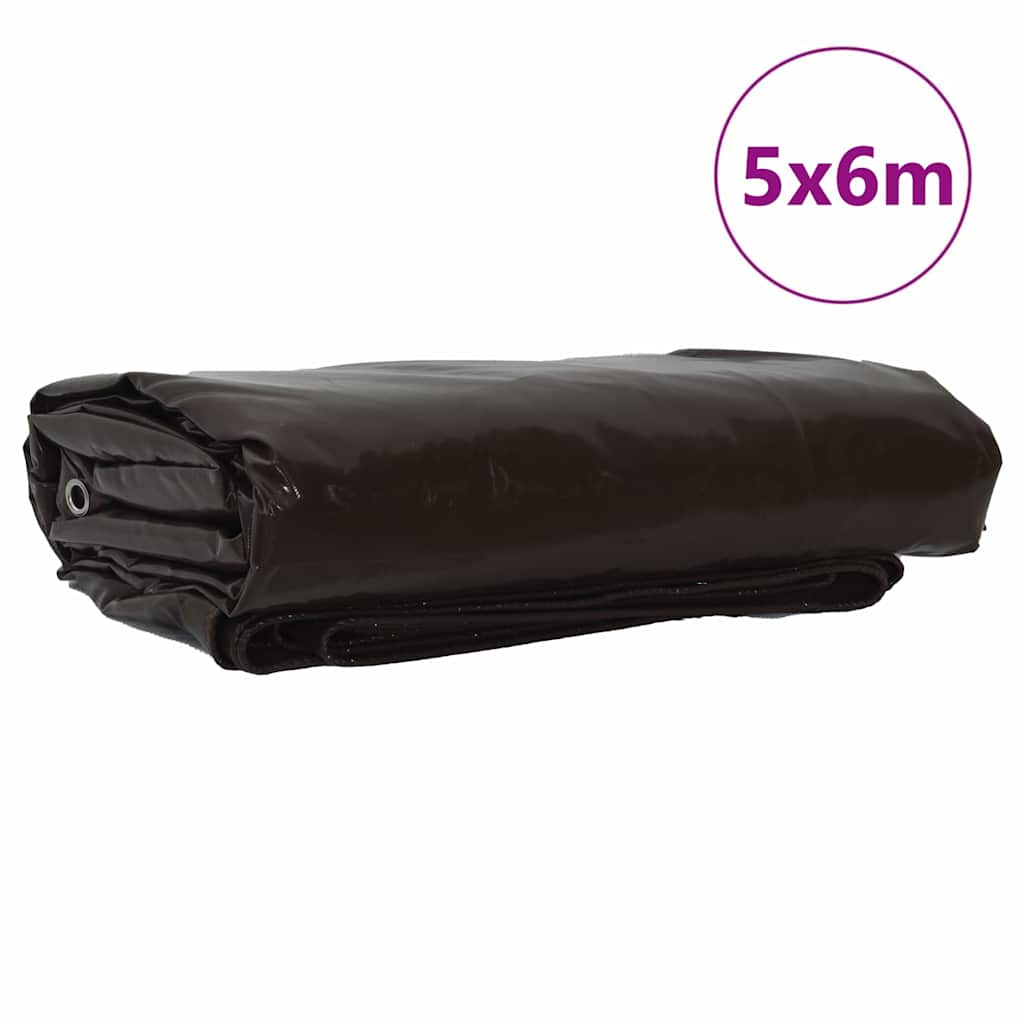 Vidaxl zeil 650g m² bruin 5 x 6 m canvas met pvc-coating
