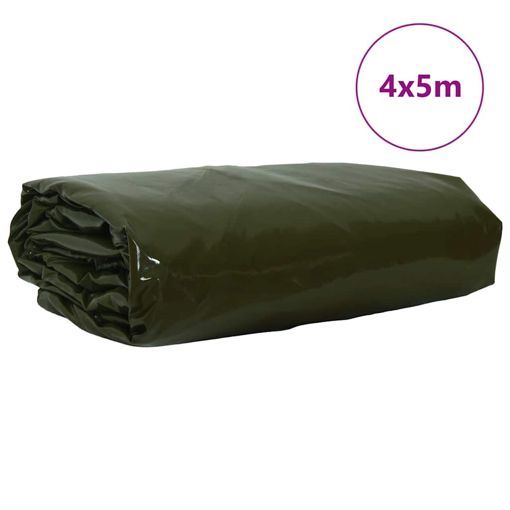 Vidaxl zeil 650g m² olijf groen 4 x 5 m canvas met pvc-coating