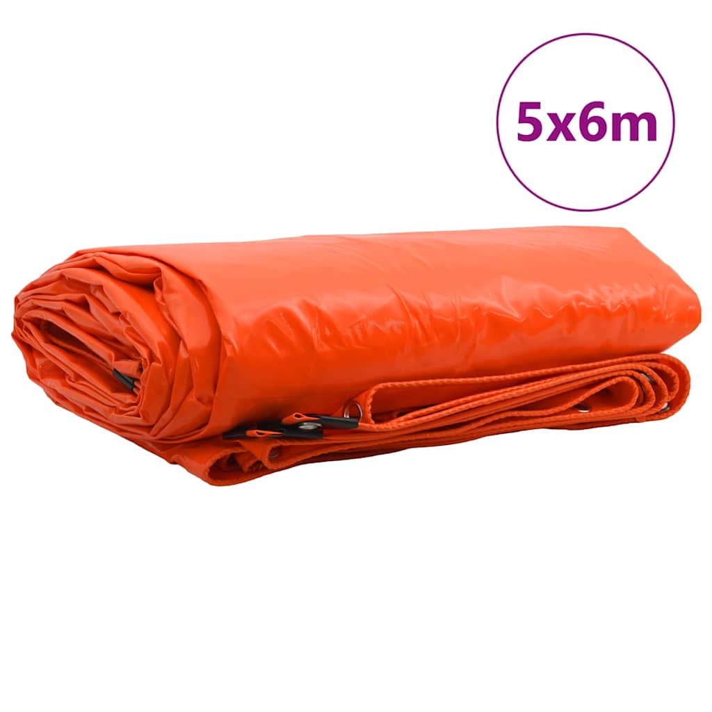Vidaxl zeil 650g m² oranje 5 x 6 m canvas met pvc-coating