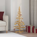 Vidaxl houten kerstboom met standaard bruin 120 cm massief grenenhout