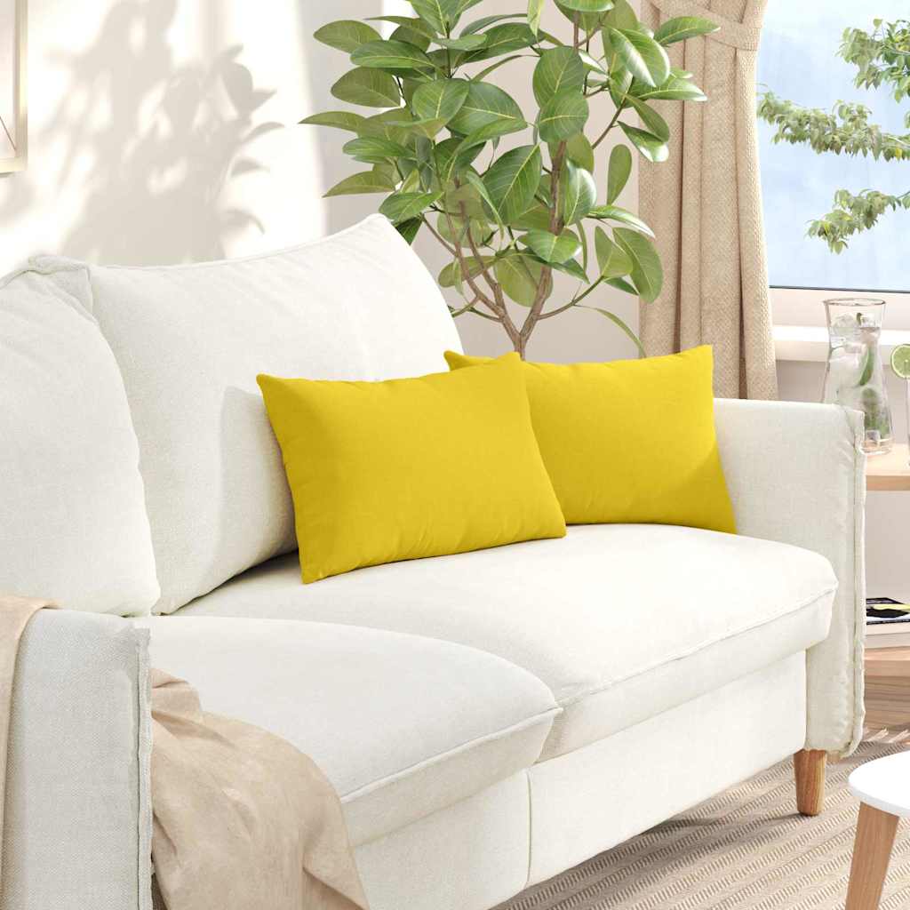 Vidaxl sofa kussens 2 st stof lichtgeel 50 x 30 cm
