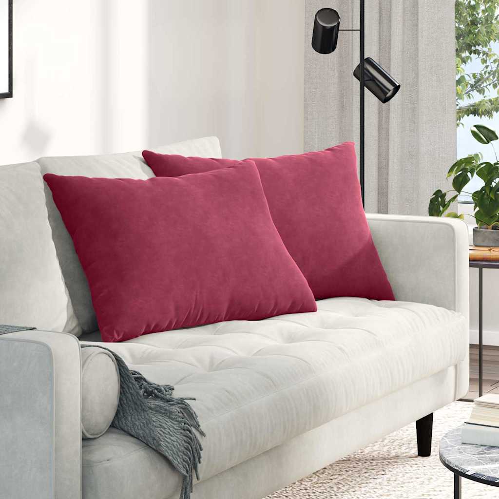 Vidaxl sofa kussens 2 st fluweel wijnrood 70 x 50 cm