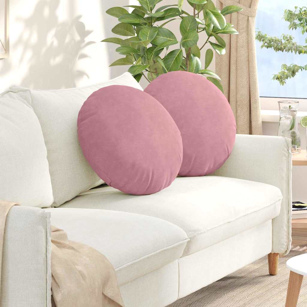 Vidaxl zitkussens 2 st fluweel roze dia. 50 x 19 cm