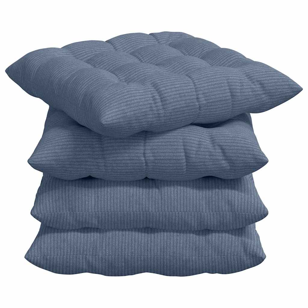 Vidaxl zitkussens 4 st katoen stof blauw 40 x 40 x 6 cm