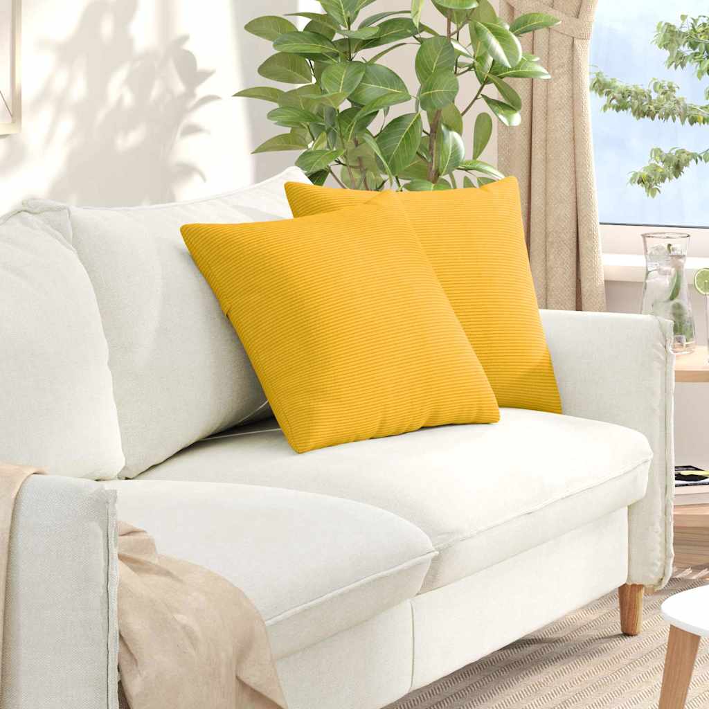 Vidaxl sofa kussens 2 stuks lichtgeel 50 x 50 cm cordstof