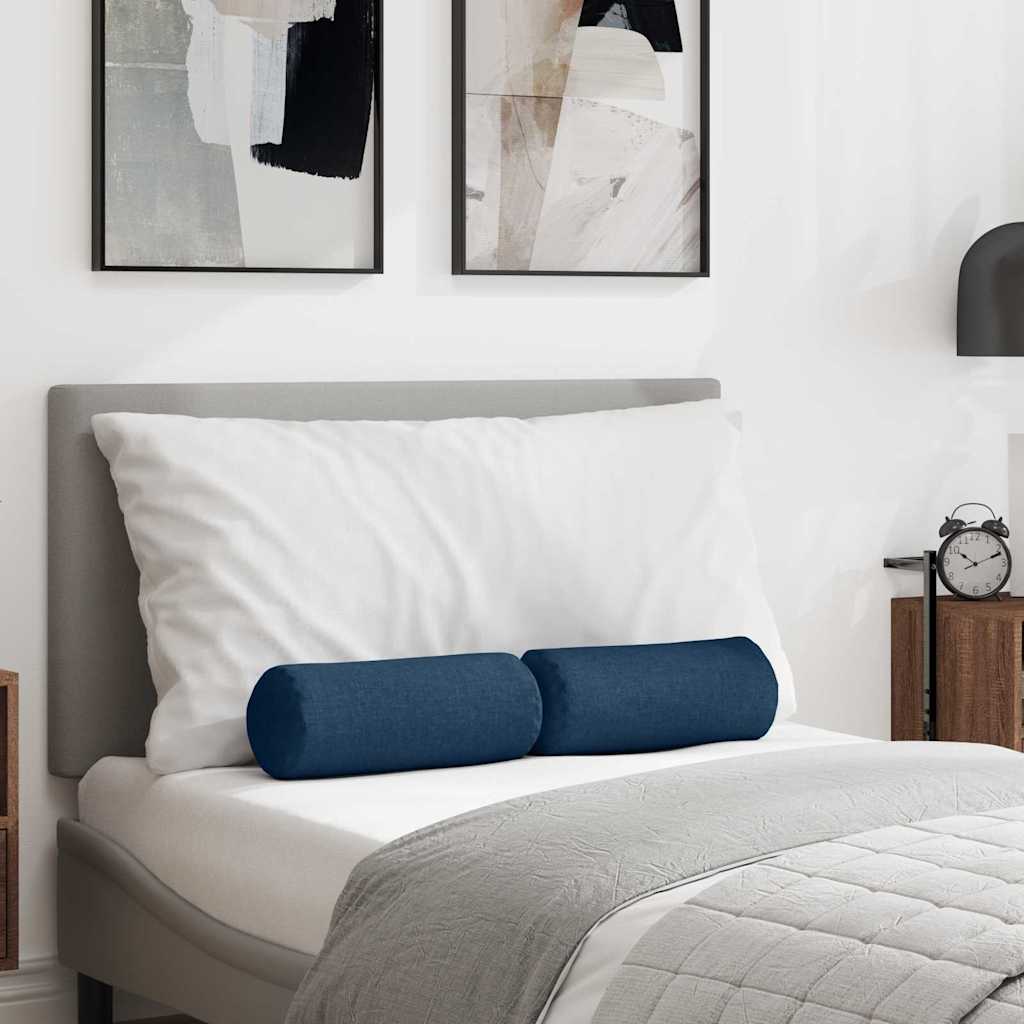 Vidaxl bolster kussens 2 st stof blauw ø 15 x 40 cm