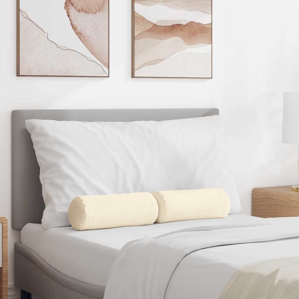 Vidaxl bolster kussens 2 st katoen stof crème dia. 15 x 40 cm