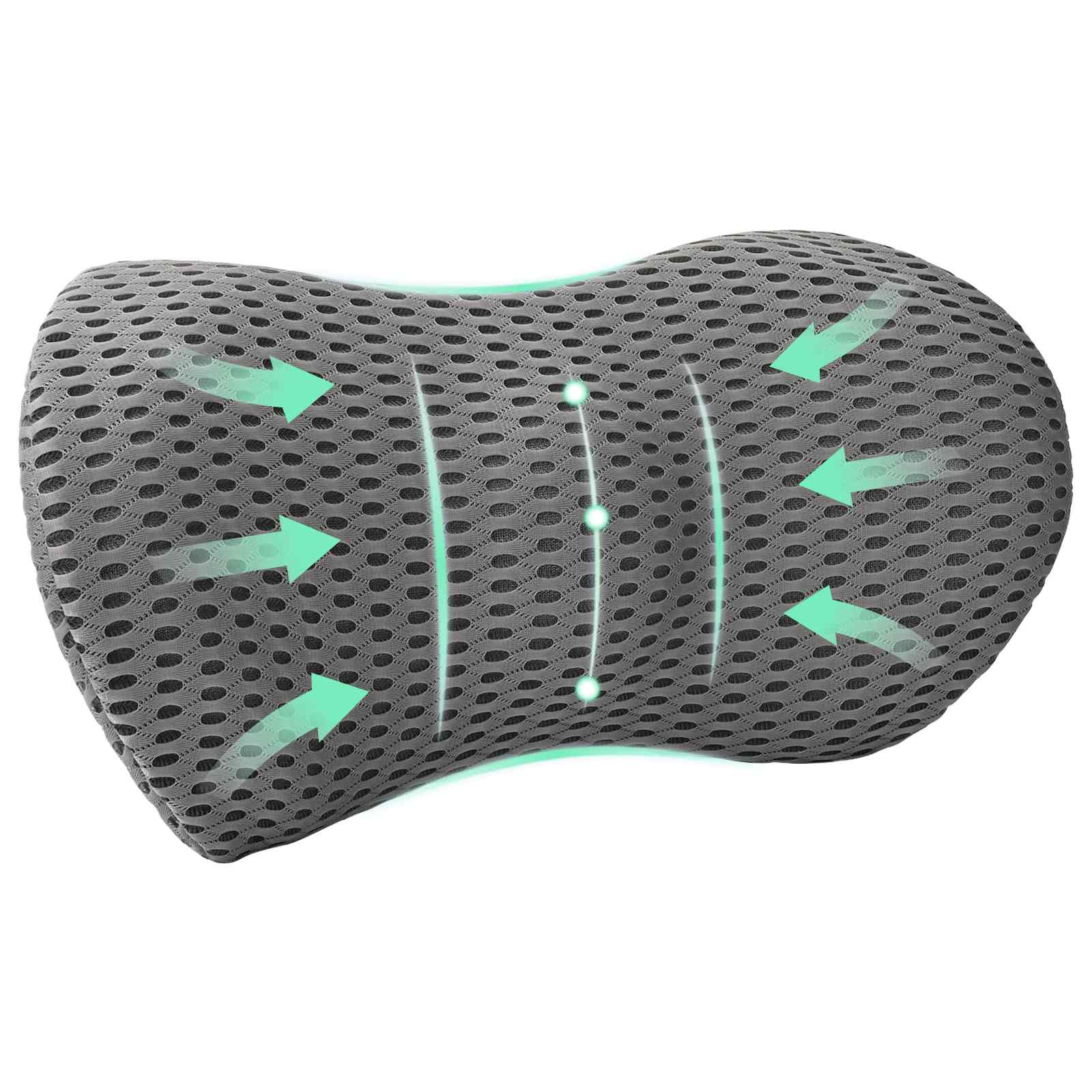 Vidaxl rugkussen met kussen grijs 47,5 x 23 x 12 cm 4d mesh