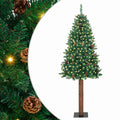 Vidaxl slanke kerstboom groen 180 cm pvc en massief dennenhout